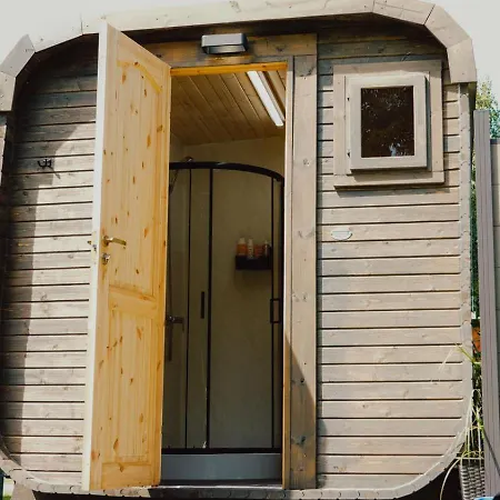 Luxuszelt Schlaffass Natursee-Chalet mit Sanitärfass,Hot Tub,Sauna,Jacuzzi,angeln *