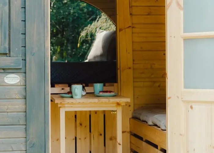 Campo de lujo Schlaffass Natursee-chalet Mit Sanitaerfass,hot Tub,sauna,jacuzzi,angeln *